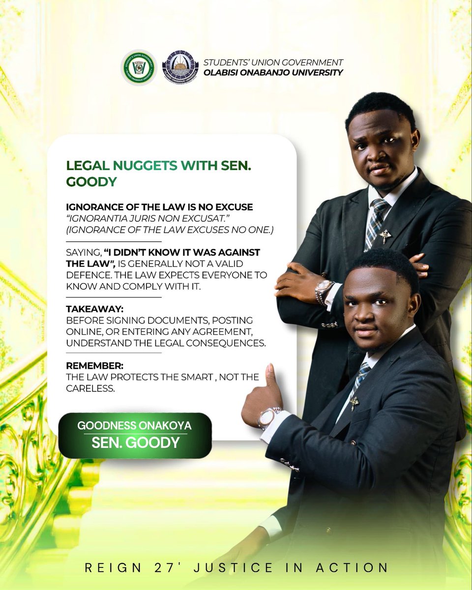 PelumiGoodness's tweet photo. Legal nuggets by Senator Goody is here !!!!

#reign’27 #justiceinaction #OOUSUG https://t.co/zywrSmqgGq
