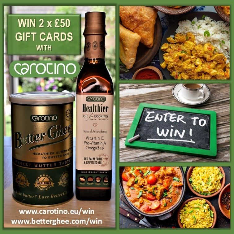 BetterGhee's tweet photo. There are two £50 gift cards up for grabs with Carotino! We're giving away an Asda gift card with Carotino BetterGhee, the healthier butter ghee alternative plus there's a £50 Sainsbury's voucher to be won with Carotino Healthier Cooking Oil. #inittowinit🤞https://t.co/uUsYdT243P https://t.co/XRmTTO2LNa