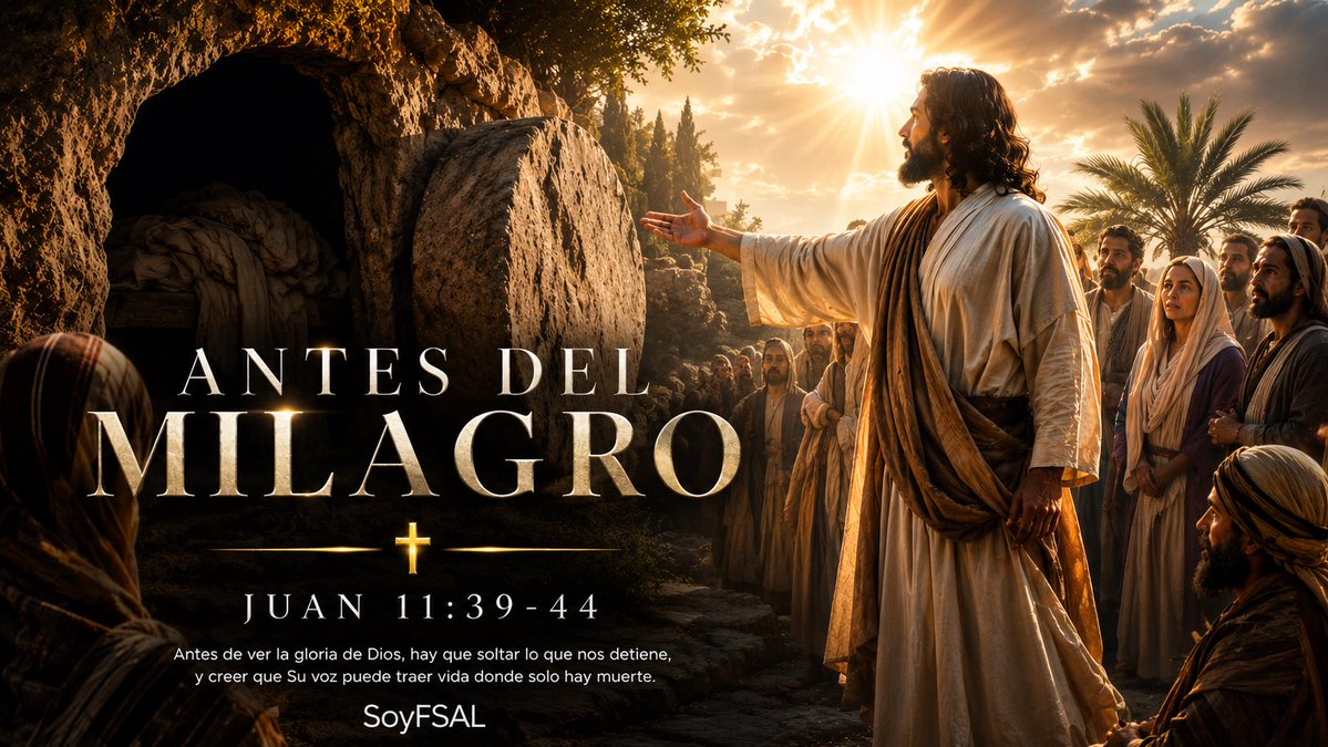 faragon2907's tweet photo. ANTES DEL MILAGRO | Juan 11:39–44

Antes de que Lázaro saliera de la tumba, Jesús dijo: “Quitad la piedra.”

A veces, antes del milagro, hay algo que debemos quitar del camino.

🎵 Escucha la canción completa:

https://t.co/VVUjPwK6or

#AntesDelMilagro #MusicaCristiana #SoyFSAL https://t.co/1o9jDe0H0z