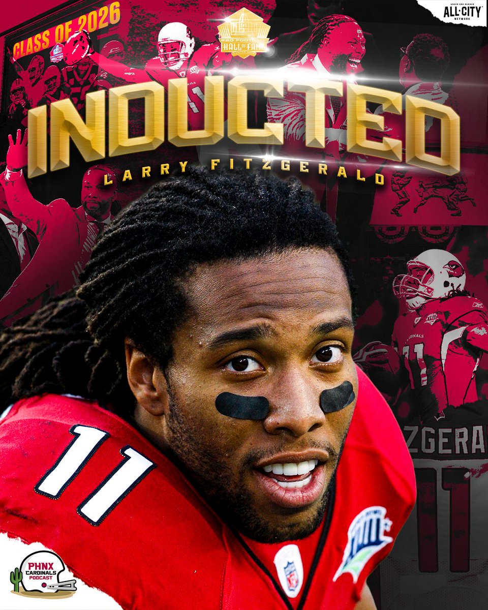 PHNX_Cardinals's tweet photo. The greatest Arizona Cardinal of all time is officially enshrined in the Pro Football Hall of Fame.

Congratulations to the GOAT, Larry Fitzgerald. https://t.co/qaEQq6EEzY