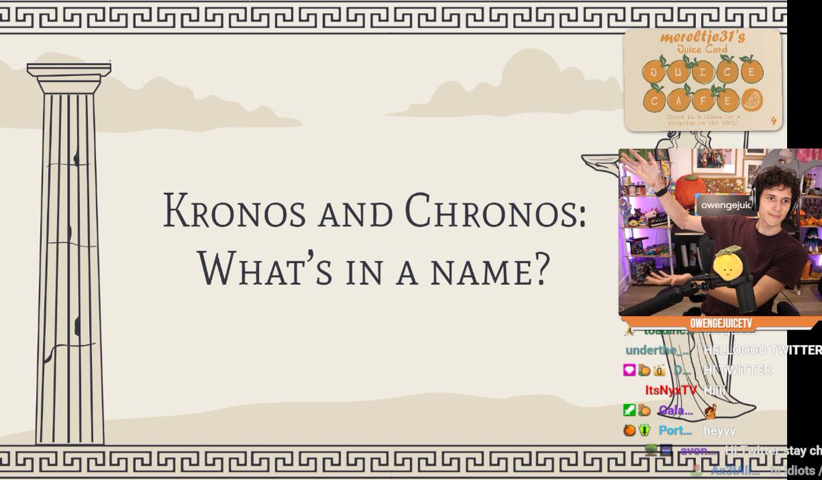 OwengeJuiceTV's tweet photo. Doing a presentation on Kronos/Chronos/Cronos/Khronos now! #PantheonSMP

https://t.co/Dl7wZ9XXwb https://t.co/O9GFudUiJP