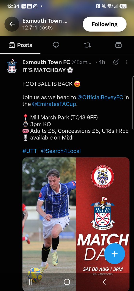 Espanamatt's tweet photo. #mmfootie27
Game 8
@EmiratesFACup Extra Preliminary Round
@OfficialBoveyFC v @ExmouthTown_FC 
0v3
Games 8, Grounds 6, New Grounds 2, Teams 11, Goals 23, Guests 7 https://t.co/FlGNX4E7AK