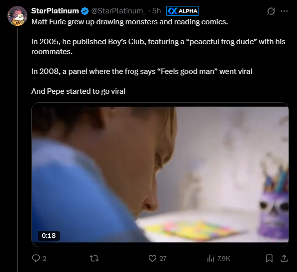 stitchdegen's tweet photo. $TOAD is probably one of the most surprising launches I’ve seen on Solana today

The token was deployed only around 3 hours ago, yet it already ran straight past $10M MC, briefly touching close to $12M

At first, I thought this was just another frog/Pepe derivative catching the right meta

But the deeper I looked into it, the more interesting the story became

And more importantly, I don’t think lore alone explains this move

A lot happened at the same time during those first 3 hours

Let me break it down

1. First, what exactly is $TOAD?

$TOAD is The Toad Pepe, a memecoin launched on https://t.co/MDT1D8rHCr

The whole narrative revolves around El Sapo Pepe, a well-known children’s character from Argentina

The interesting part?

El Sapo Pepe dates all the way back to 1988

Pepe the Frog by Matt Furie came much later

So naturally, CT started digging into it and asking :

“Wait... is this actually the OG Pepe?”

And that’s basically where the whole “Pepe before Pepe” narrative started

Obviously, I’m not saying Matt Furie copied this character or that there’s any proven connection between the two

But for a memecoin, the fact that this story even exists is enough to get people talking

Everyone already knows $PEPE

Now suddenly there’s this green toad from 1988 that’s also called Pepe

Pretty easy story to make viral

2. The interesting part is that the dev didn’t just make this lore up

This is probably what caught my attention the most

El Sapo Pepe is actually real

The character has been part of Argentine children’s culture since the late 1980s and later became extremely popular across Spanish-speaking communities

The character itself is also incredibly memeable :

A green toad

No tail

Jumping around the garden

There’s even a famous children’s song about El Sapo Pepe, with later versions pulling massive numbers on YouTube

So the team didn’t really need to invent any new lore.

They just had to rediscover something that had already existed for decades and connect it back to Pepe

And suddenly you have:

1988 : El Sapo Pepe

=> Pepe the Frog comes years later

=> $PEPE becomes one of the biggest memecoins ever

=> CT rediscovers the “Pepe before Pepe”

=> $TOAD

Whether there’s any actual historical connection between the two is a different question

But purely as a meme, I can see why people like it

It’s simple, a little ridiculous, and incredibly easy to remember

Sometimes that’s all a memecoin needs

3. But good lore alone doesn’t take you to $10M in 3 hours

This is where things get more interesting

There are thousands of memecoins with decent lore

99% of them still die

From what I found, $TOAD wasn’t even the first coin to try using the El Sapo Pepe story

Others had tried similar narratives before

They went nowhere

So why did this particular one go from basically zero to $10M?

I think the answer starts with who showed up extremely early

A thread about the history of El Sapo Pepe started getting attention

The dev then used that narrative in the token description and launched $TOAD

If the story ended there, I probably wouldn’t care that much

But then people started digging on-chain

And that’s where things got interesting

4. Then Mike Dudas showed up

For me, this might be the biggest catalyst behind the entire move.

Community members started tracing wallets and found that the dev had accumulated a significant amount of supply very early

Part of that supply was then reportedly transferred to a wallet believed to belong to Mike Dudas.

And it didn’t stop there

According to the on-chain analysis being shared around CT, Dudas also bought more $TOAD himself when the token was still around $46K MC

That’s when things started getting crazy

Because Dudas isn’t some random wallet aping https://t.co/MDT1D8rHCr launches

He’s an investor at 6th Man Ventures, which is also an investor in https://t.co/MDT1D8rHCr

So naturally, people started asking :

“Why is someone like this here this early?”

And suddenly $TOAD went from being just another frog coin to having another narrative attached to it :

smart money / connected money

Anyone who has traded memes knows how powerful that can be

There aren’t many things that create FOMO faster than seeing a recognizable wallet buy at $46K while you’re staring at the chart several million dollars later

People immediately start wondering :

“Does this guy know something we don’t?”

And that’s when more money starts flowing in

That said, I’d still treat the wallet connections as community/on-chain analysis rather than assuming every attribution is 100% confirmed

5. But $TOAD’s structure is also the part that makes me a little nervous

Once you dig deeper, things aren’t completely clean

According to the on-chain analysis currently being shared, the dev initially bought around 20% of the supply

Roughly 18% was then reportedly transferred to the wallet believed to be connected to Dudas

There are also several wallets that bought around launch and have been flagged by some researchers as possible bundlers

This could be both part of the reason $TOAD moved so hard and one of its biggest risks

If a large chunk of supply is sitting in early wallets that aren’t selling, the actual floating supply available to the market becomes much smaller

Demand suddenly explodes?

Price can reprice very quickly

But the other side of that is obvious :

If that inventory starts getting distributed, everything changes very quickly

Another crazy part is the creator fees

According to numbers being shared by the community, the dev has already made around 500 SOL in creator fees from the insane volume $TOAD generated

If accurate, the dev doesn’t necessarily need to dump tokens to monetize the launch

That sounds bullish on the surface

But I wouldn’t look at it from only one side

When a token generates this much volume within a few hours, I also want to know how much of that is genuinely new buyers and how much is activity coming from early wallets

That’s something I’d rather keep watching than simply see a huge volume number and automatically become bullish

6. Then CT started doing what CT does best

Chart goes up

Wallets get exposed

Mike Dudas starts getting mentioned

Lore starts spreading

And everyone jumps in

The official $TOAD account was created quickly and started amplifying content around the token

Jeremy posted about it

Several Solana callers and alpha accounts started sharing it from lower caps and posting their PnLs

On-chain accounts started digging even deeper into the dev, Dudas and possible bundlers

At this point, every group was basically creating another reason for the next group to FOMO

Meme people saw :

“Original Pepe”

Degens saw :

“This thing is sending”

Smart-money hunters saw :

“Dudas bought early”

Retail saw :

“Wtf, this thing just went from $50K to millions?”

Then they all ended up buying the same chart

And volume exploded again

7. This is basically how I think $TOAD went from zero to $10M in 3 hours

Put everything together and the flywheel becomes pretty simple

$TOAD had good lore, appeared at the perfect time for the frog/Pepe meta, and then Mike Dudas showed up extremely early. On-chain guys noticed it, CT started talking about it, callers jumped in, volume increased, and naturally the price started moving even faster

Then came the PnL screenshots and the FOMO

And from that point, the cycle basically started feeding itself

At some point, the original lore wasn’t even the biggest catalyst anymore. The fact that $TOAD was pumping became a catalyst itself

A token going from $50K to $100K? Nobody really cares

$50K to $1M? People start looking

$1M to $5M in no time? Now CT starts asking :

“What the fuck is $TOAD?”

And when it reaches $10M roughly 3 hours after launch, everyone sitting on the sidelines starts feeling like they’re missing something

That’s where the reflexivity really kicks in

Price creates attention, attention brings more buyers, and those buyers push the price even higher

And the cycle keeps repeating

8. So what do I think about $TOAD here?

I completely understand why it ran

The more I researched it, the more I thought this was actually a pretty interesting memecoin case study

It has :

Strong lore

An incredibly easy story to spread

Good timing

Interesting early money

The Mike Dudas narrative

KOL distribution

And most importantly, insane momentum during its first few hours

But don’t forget one thing :

It just went from basically zero to more than $10M in around 3 hours

This is still a https://t.co/MDT1D8rHCr memecoin

And the structure of those early wallets is something I’d be watching very closely

Personally, I wouldn’t want to FOMO into a vertical candle just because everything looks bullish right now

What I want to see next is how $TOAD behaves once the initial hype cools down

If volume holds...

Early wallets don’t start heavily distributing...

The community keeps building the meme...

And the “Pepe before Pepe” narrative starts spreading beyond just a bunch of degens on CT...

Then things could get a lot more interesting

For now?

$10M in 3 hours is already insane

I’m keeping an eye on this toad

A13oRB9FFaiUjfi6LdCg6p9ka1u8SfGkUFs4SKvPpump