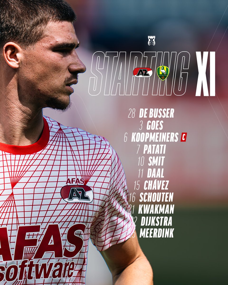AZAlkmaar's tweet photo. 🔴 The season opener line-up

🔄 Subs: Owusu-Oduro, Verhulst, Maikuma, Parrott, Stengs, Jensen, Ichihara, Van Duijl, Oufkir, M. de Wit, Kovács, Oerip, H. de Wit. 

📣 Mis niets van de seizoensopener via ons liveblog: https://t.co/AVHaWyL0xy 

#AZAlkmaar #azado #TheFutureIsOurs https://t.co/o5teL0tVtq