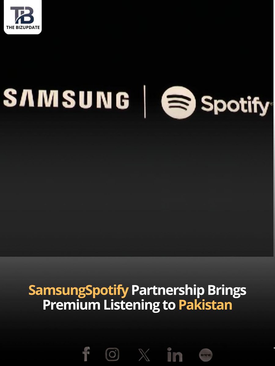 thebizupdate's tweet photo. Samsung and Spotify have partnered to bring premium listening experiences to Pakistan
Read More: https://t.co/GFzQFgGWNK
#Samsung #Spotify #SamsungPakistan #TechPakistan #Music #Streaming #Entertainment #DigitalExperience #Partnership #Pakistan #TheBizUpdate https://t.co/dDZ9WStLRs