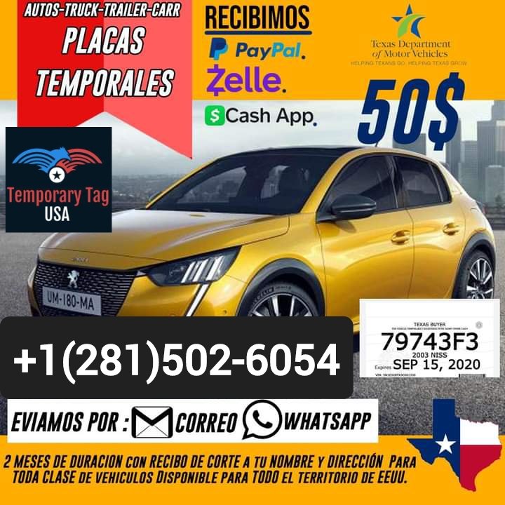 Placastemporal's tweet photo. Si está interesado en una placa, este es mi número telefónico: (281)502-6054

#Temporales #Placas 
#PlacasTemporales 
#Temporary #Tag #TemporaryTag #Plates #Placa #PlacaTemporal #Temporal #TemporaryPlate #Venta #Houston #Texas #Maryland #NewYork #NewJersey #Virginia https://t.co/5osucmK3xS