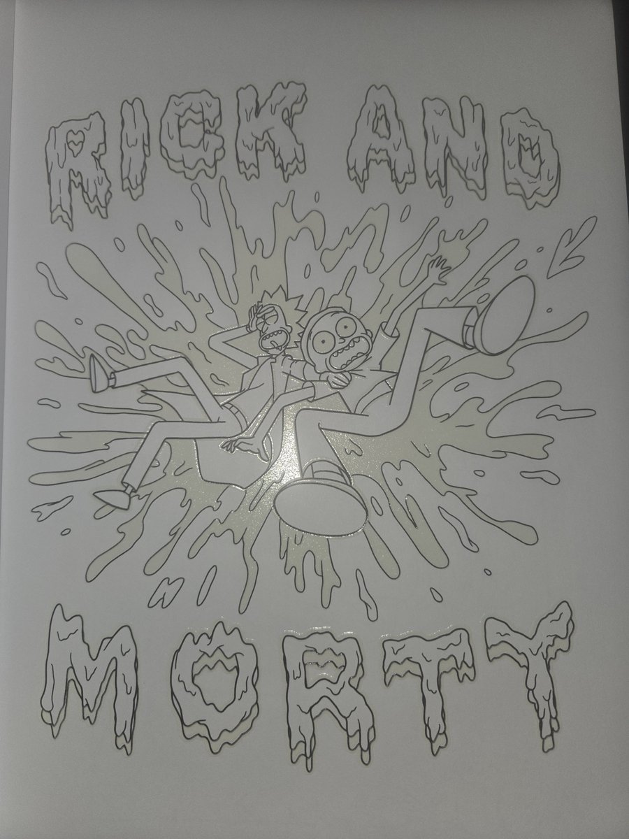 shotaconmorty's tweet photo. @OnionMorty Theres only 6 glow in the dark pages but they look like this(portal boys page is so fucking cute) https://t.co/mR26QFRTeV