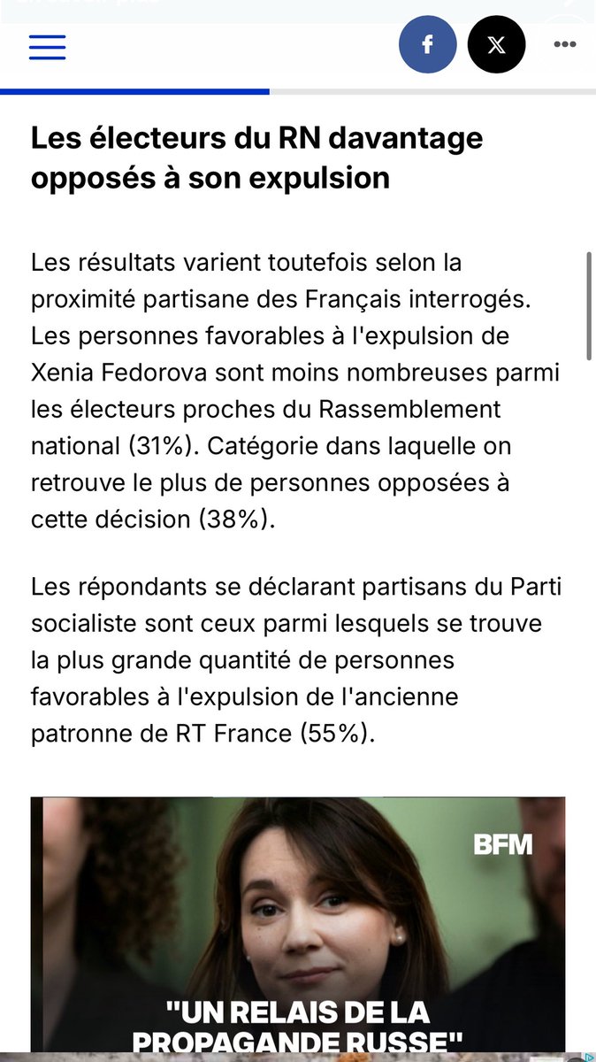 PhilippeMurer's tweet photo. Malgré l’énorme campagne médiatique, seulement 44% des Français sont pour l’expulsion de Xenia Fedorova.
Une majorité des électeurs RN y est opposé. 
✅De moins en moins de Français font confiance à la caste mediatico-politique.
Ils vont bientôt tomber. 
Combat et Patience.

Source
https://t.co/OlKpyiGpCK