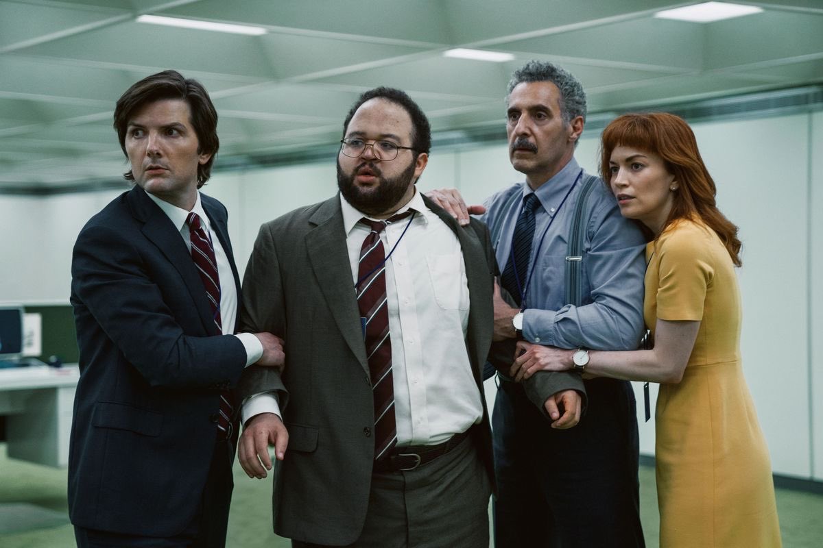 shortnsevered's tweet photo. really dying for a moment in season three where we get all of their outie’s meeting https://t.co/kmgHU6m2gk