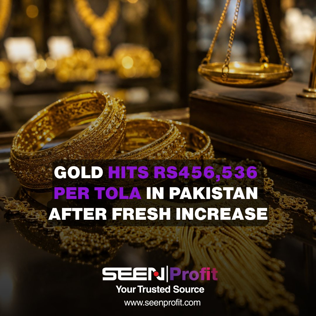 Seenprofit's tweet photo. Gold prices in Pakistan were raised by Rs2,200 per tola to Rs456,536, while 10-gram gold reached Rs391,406. Silver was reduced by Rs113 to Rs6,826 per tola.
#GoldPrice #GoldToday #SilverPrice #BusinessNews #SeenProfit https://t.co/3K5i2fdOfL