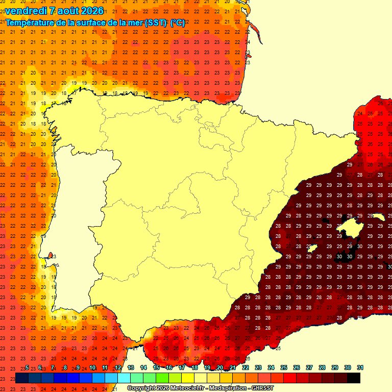 InfoMeteoTuit's tweet photo. Más de 30°C de temperatura del agua del Mar en el entorno de #Baleares. Una barbaridad. El #Mediterráneo es un verdadero caldo de cultivo de cara al #Otoño si se siguen registrando estos valores. También nos encontramos con temperaturas relativamente altas en el #Cantábrico Oriental o zonas del litoral SW peninsular. Más normalizadas hacia el litoral NW/W.