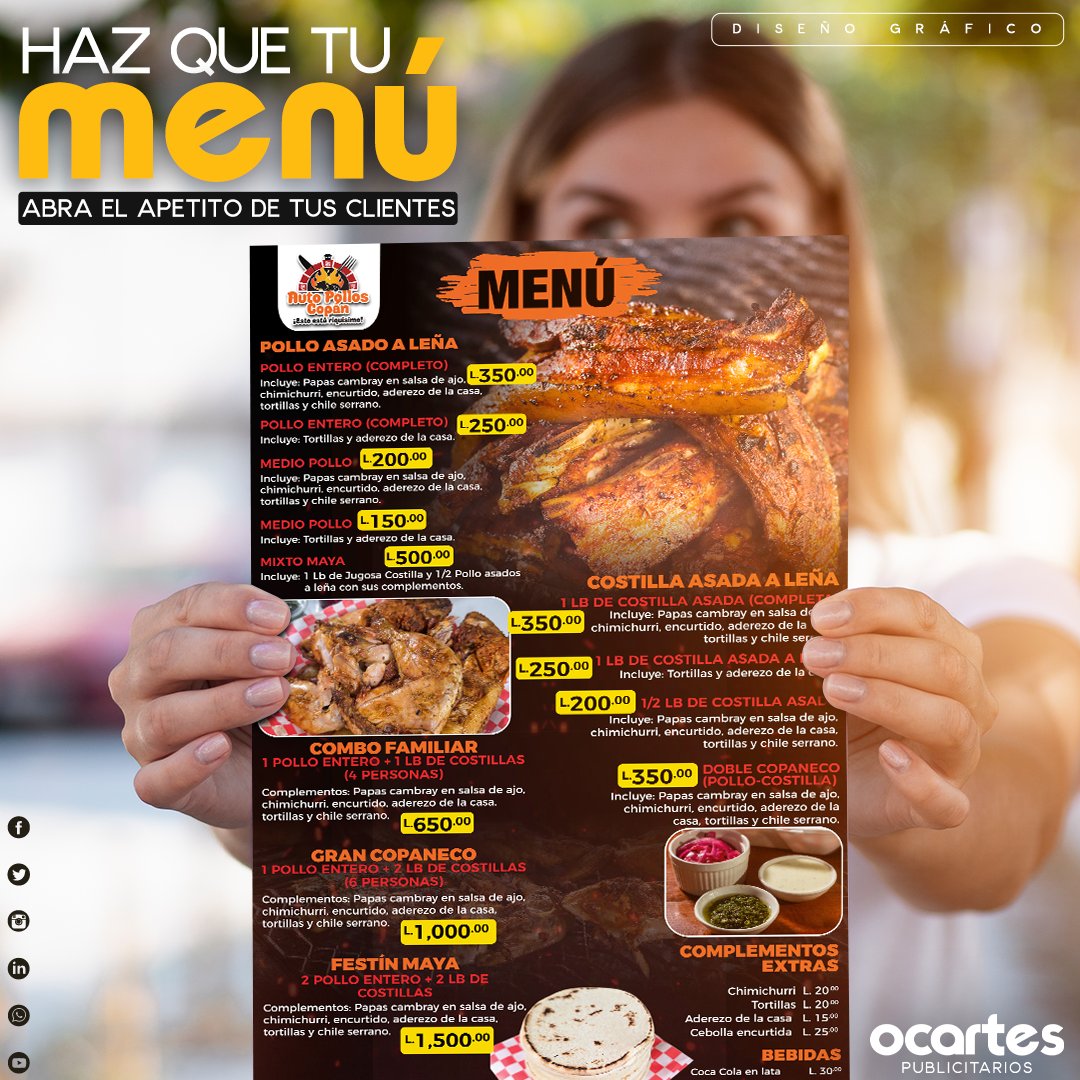 OcDigitaldesign's tweet photo. 🍽Diseñamos ideas que hacen crecer tu marca🚀Diseñamos menús atractivos, modernos y alineados con la identidad de tu restaurante, pensados para presentar tus productos de forma clara y profesional.

#disenográfico #diseñomenu #publicidad #freelancer #diseñadorgrafico https://t.co/APp78a0R4z