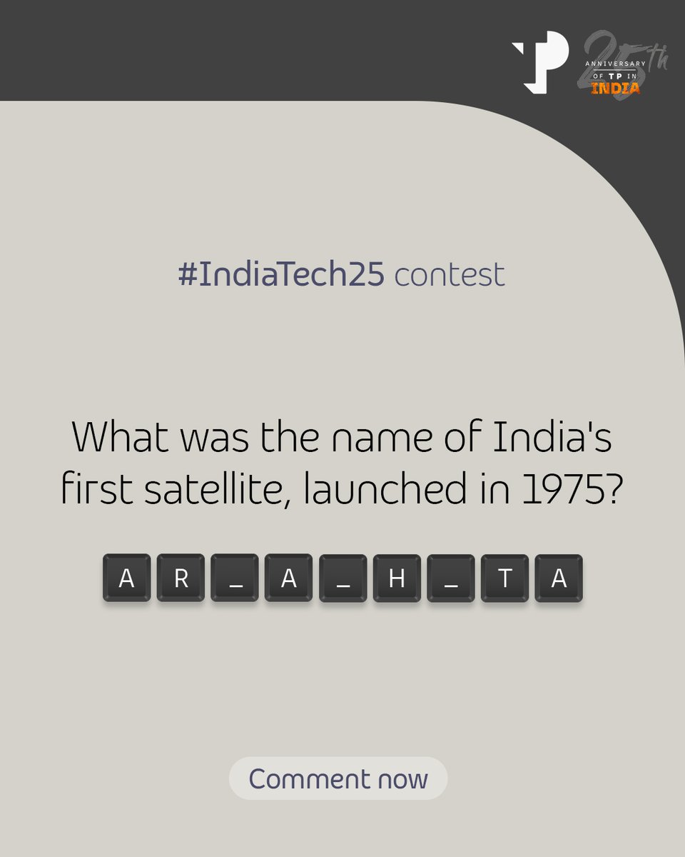 WeAreTPinIndia's tweet photo. Think you know India's tech story? Prove it!
5 Rules. Unlimited Entries. ₹1000 Worth Vouchers!

Rules to play:
Follow @TPIndiaOfficial
Like & share all posts
Hashtags: #IndiaTech25 #SterlingIndia #TPIndia
Tag @tpindiaofficial + 3 buddies
Multiple answers welcome!

Comment your answers 👇

#TPIndia #Contest #IndiaTech25 #SterlingIndia