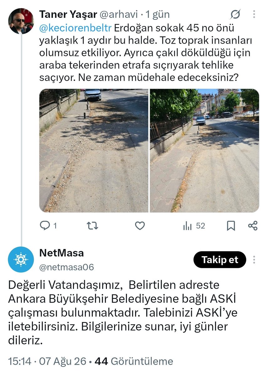 arhavi's tweet photo. Keçiören Şefkat mah. Erdoğan sokak da 1 ay evvel yapılan su arızası kazısı kapatılarak resimdeki şekilde duruyor. Konuyu keçiören bekediyesi size iletmemizi istedi. Sizin görev alanınızdaymış
@askiankara https://t.co/ASOMy1r0xJ