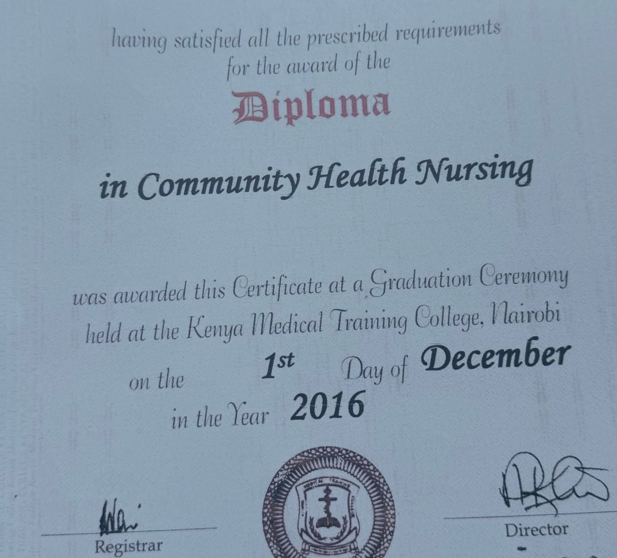 KenyanNurse's tweet photo. This certificate has taken Nurses across the world.
โ
Academic Qualification:- Diploma in Community Health Nursing (DCHN)
โ
Professional Qualification:- Registered Nurse
After sitting for NCK Exam is when you acquire your Professional Qualification.
#StayGuided๐ช https://t.co/KZ4uLyF5DT