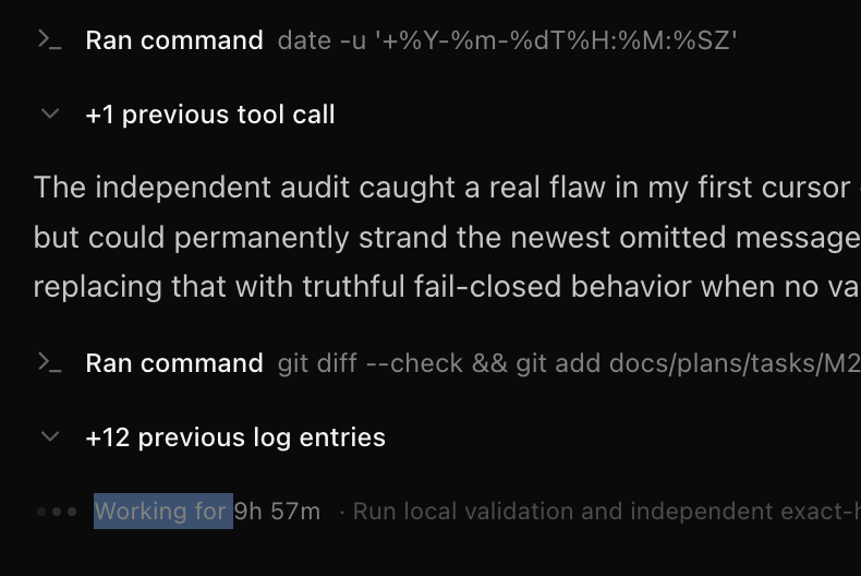 vitostrokov's tweet photo. Rate Limit / Caching bug @thsottiaux 
It seems like if a session is cached (Codex/Model, in my case 5.6Sol), it will keep accepting new requests unless you add a new prompt manually. That probably either breaks the cache or triggers a rate limit check.
However, if you just let your long-running agent run on its own, it never hits the rate limit. At least in my case it has been running for 12+ hours now.