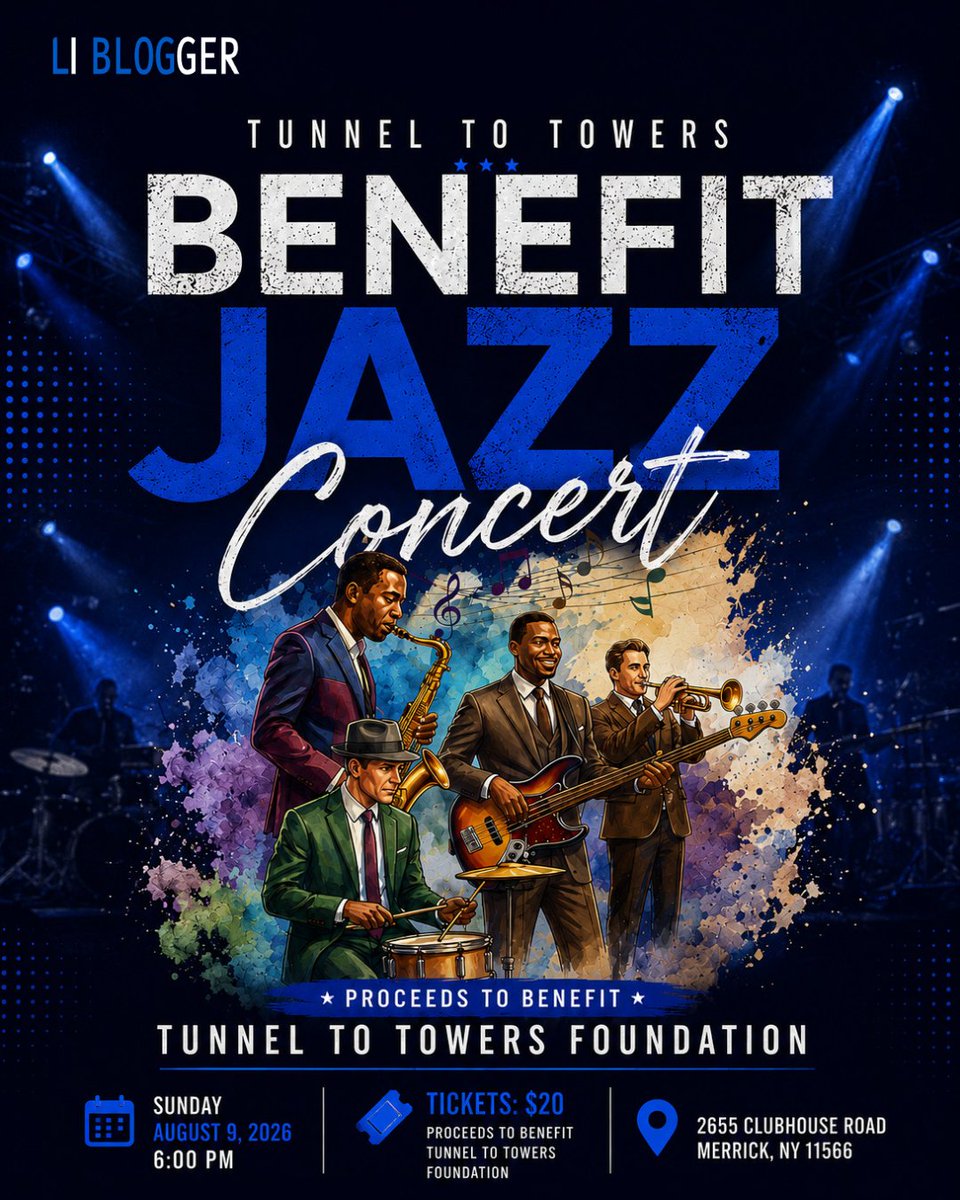 RaeParth2's tweet photo. Jazz with a purpose this Sunday 🎷💙
Join the Tunnel to Towers Benefit Jazz Concert for an evening of live music supporting a meaningful cause.
📅 Aug 9 | 6 PM
📍 Merrick, NY
🎟️ $20
#LongIsland #MerrickNY #LiveJazz #LIBlogger https://t.co/MKwUSvXQr2