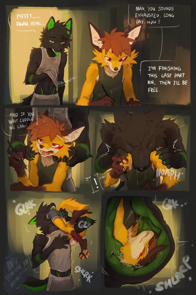lun_fox's tweet photo. Maybe he gets too greedy at some point... but hey, you wanted cuddles and he gives you a perfect one alas

Happy vore day!

@XenonTheWolf 

#vore https://t.co/knZhHpnqnR
