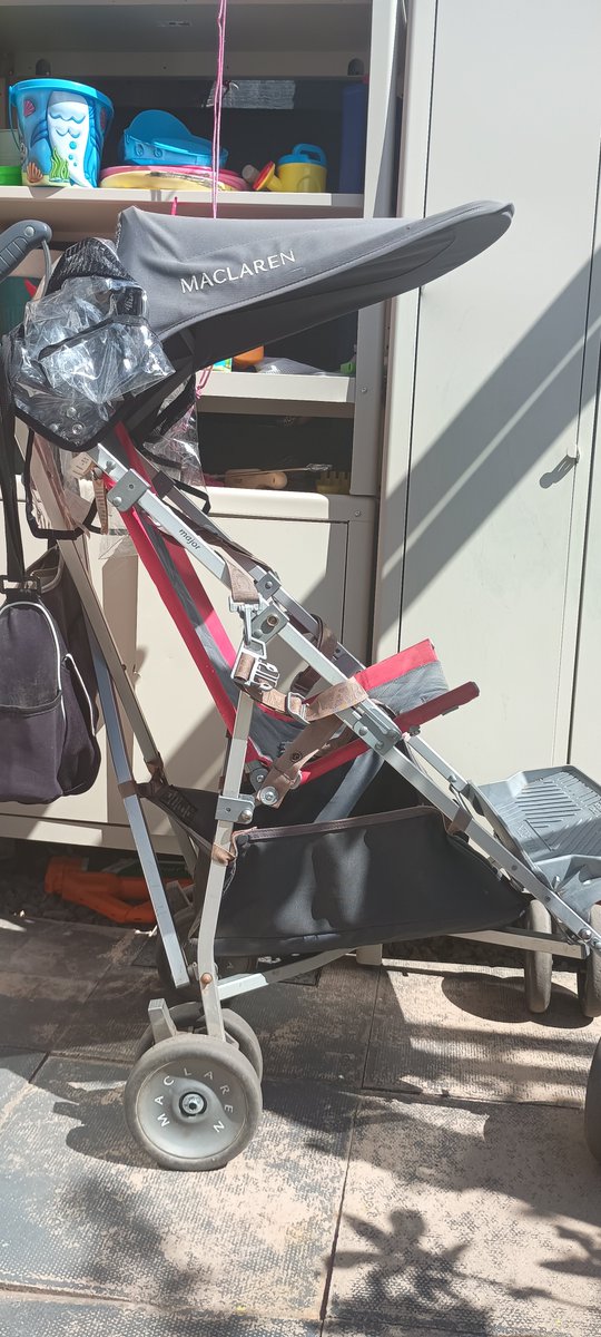 _restorerangers's tweet photo. I would really appreciate if this was reposted.

I have for FREE a special needs pushchair. It's a Maclaren major, it comes with the canopy, footplate, shopping basket underneath, changing bag and mat and 2 rain covers.

One of the rain covers is currently on the pram and is folded into itself by the handle. For the other to be used, the canopy has to come off. 

It can be folded but the foot plate, canopy and other rain cover all need to come off. 

It's classed as a wheelchair, rather than just a pushchair, so for buses and trains it does not need to be folded down like other pushchairs and van occupy the wheelchair space/journey care booked for trains ect.

Max weight 50kg or roughly 8 years of age.

Please DM if interested. 

Please share with friends or family who have children with additional needs.