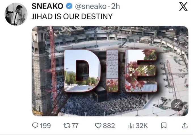 VividProwess's tweet photo. I'm gonna be honest... this Sneako guy is a dangerous radical Muslim who is roaming free in the United States of America, calling for jihad, praising death, glorifying Khamenei, and wishing to see America and Europe conquered by Islam. Deport him fast before he kills people. https://t.co/ILIZUNTk7S