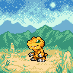 Hidewomi's tweet photo. アグモンとベタモン
デジモンでドット絵描くなら
とりあえずでこの２体にしちゃいますわな https://t.co/yO64QbSqZS