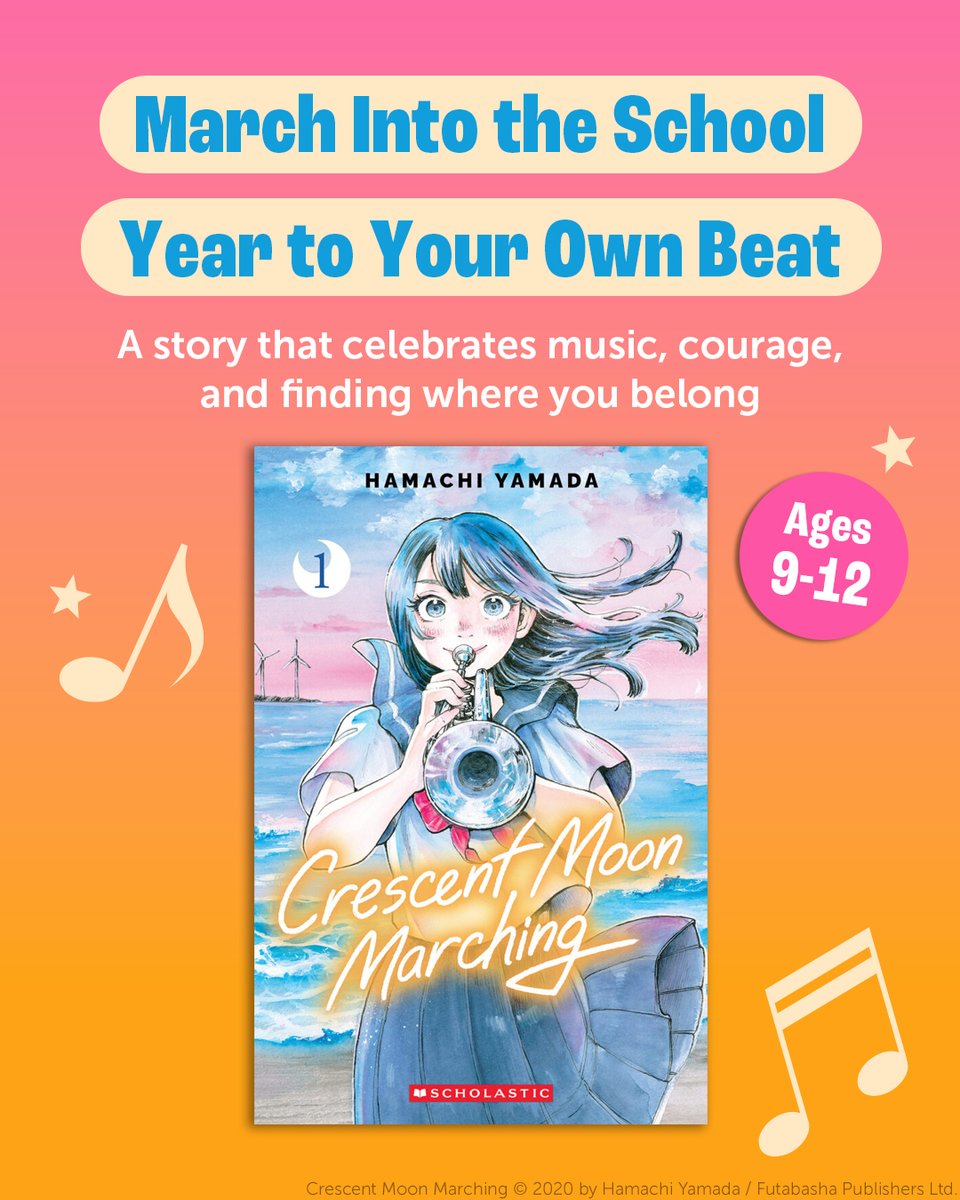 GraphixBooks's tweet photo. 🎺 🌙 New school year, new adventures! Crescent Moon Marching by Hamachi Yamada is a heartwarming reminder that fitting in isn't nearly as important as being yourself. https://t.co/oC2xvqyvvV