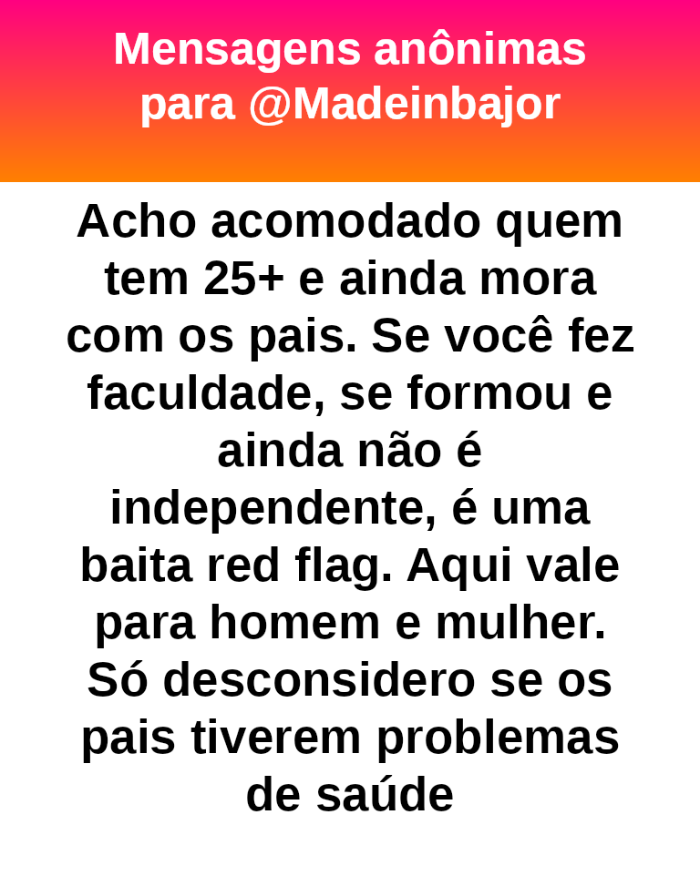 madeinbajor's tweet photo. Esse assunto sempre volta. 
Mas acho que dado ao contexto socioeconômico atual é extremamente difícil arrumar jeito de sair de casa sendo solteiro. #bajo44216 https://t.co/6hXsHkW7Kp
