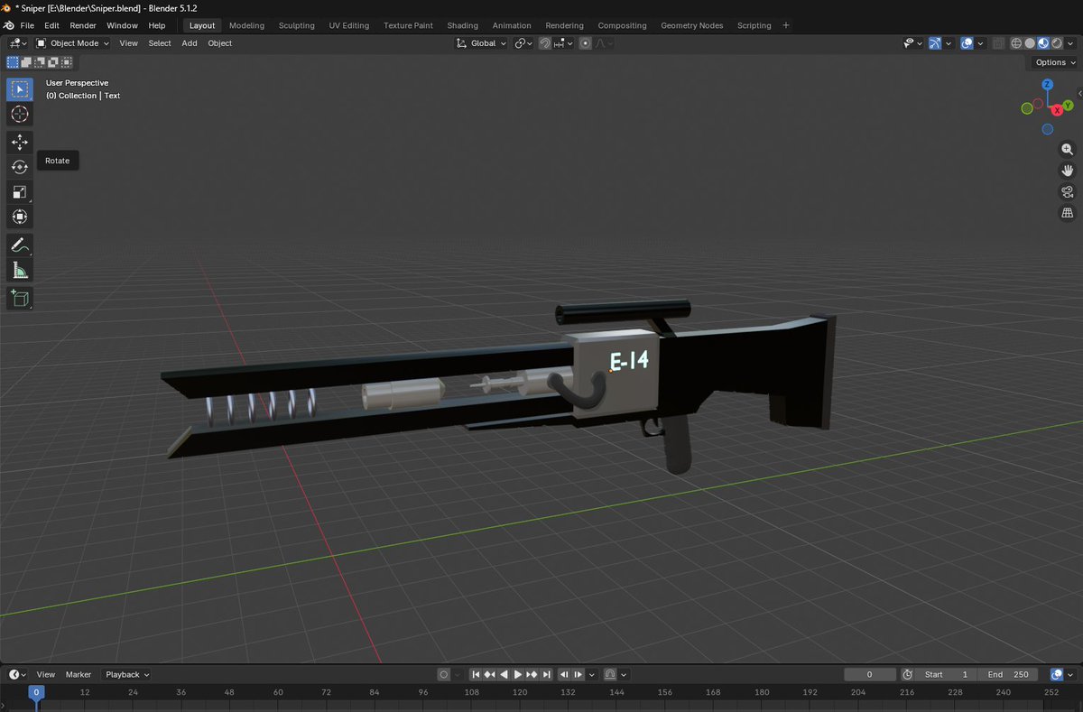 ChickenSamuraiR's tweet photo. レールガン風のスナイパーを作ってみた、あとでUnreal Engineで使えるようにする。　#blender #ゲーム制作 https://t.co/UPxSjZXl0Y