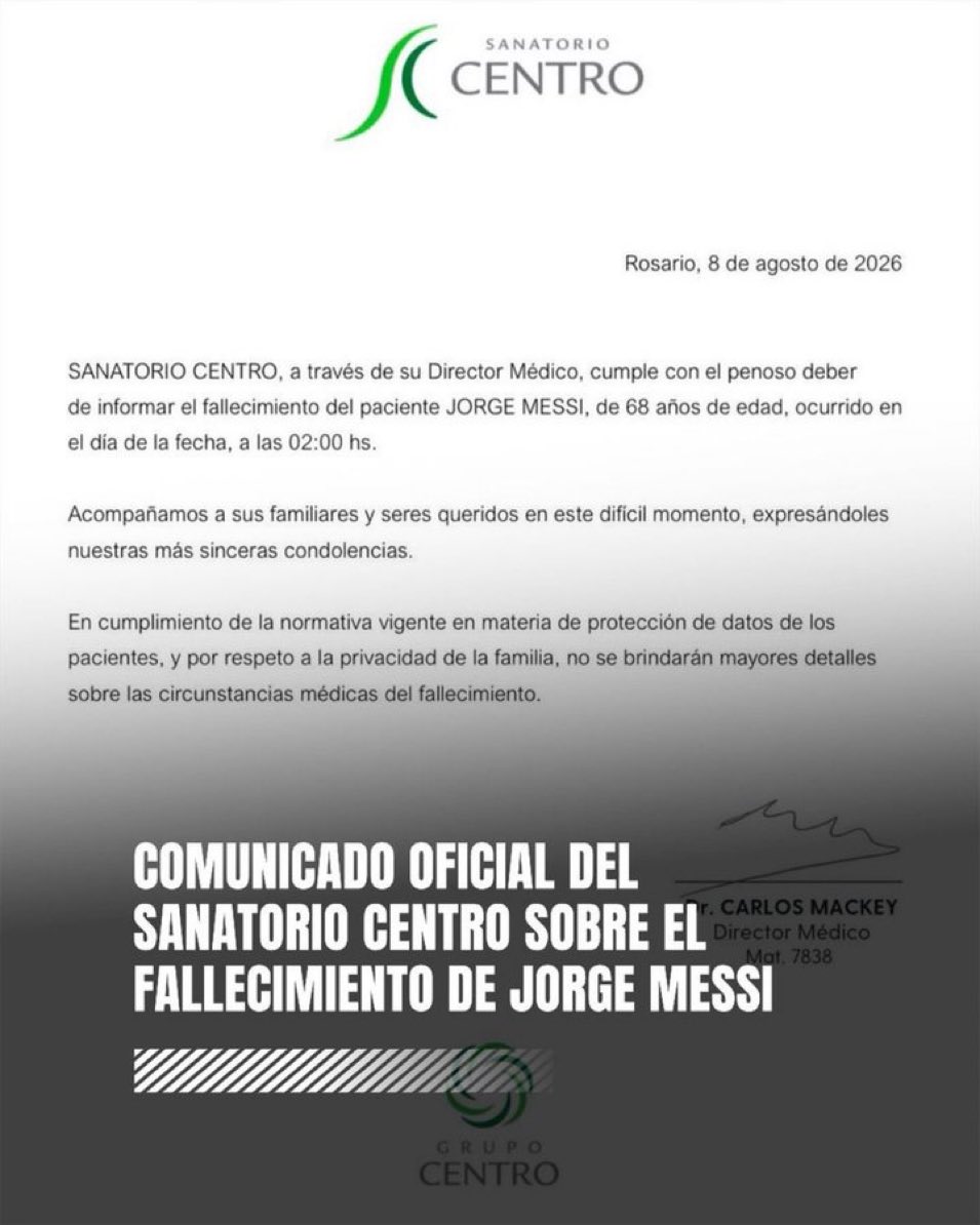ActualiteBarca's tweet photo. L’hôpital officialise le décès du papa de Lionel Messi, Jorge Messi. 🥲🙏🏼 https://t.co/38GR0TeIg1