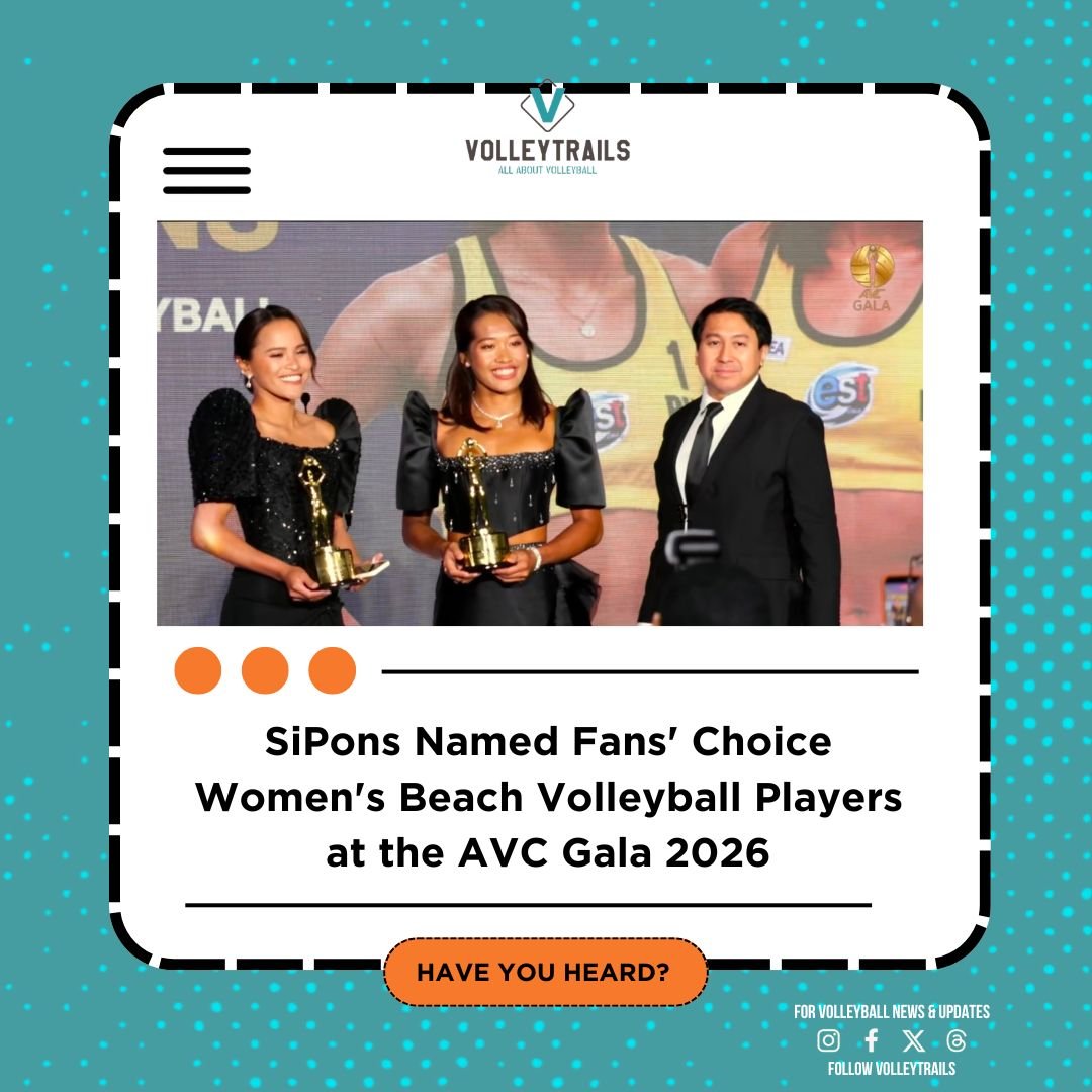 volleytrails's tweet photo. 🇵🇭 Sisi Rondina and 🇵🇭 Bernadeth Pons have been named Fans' Choice Women's Beach Volleyball Players at the inaugural AVC Gala Awards 2026 in Bangkok, Thailand. Congratulations! 👏

#AVCGala2026 #Volleyball #AVC https://t.co/NdazyzHJfE