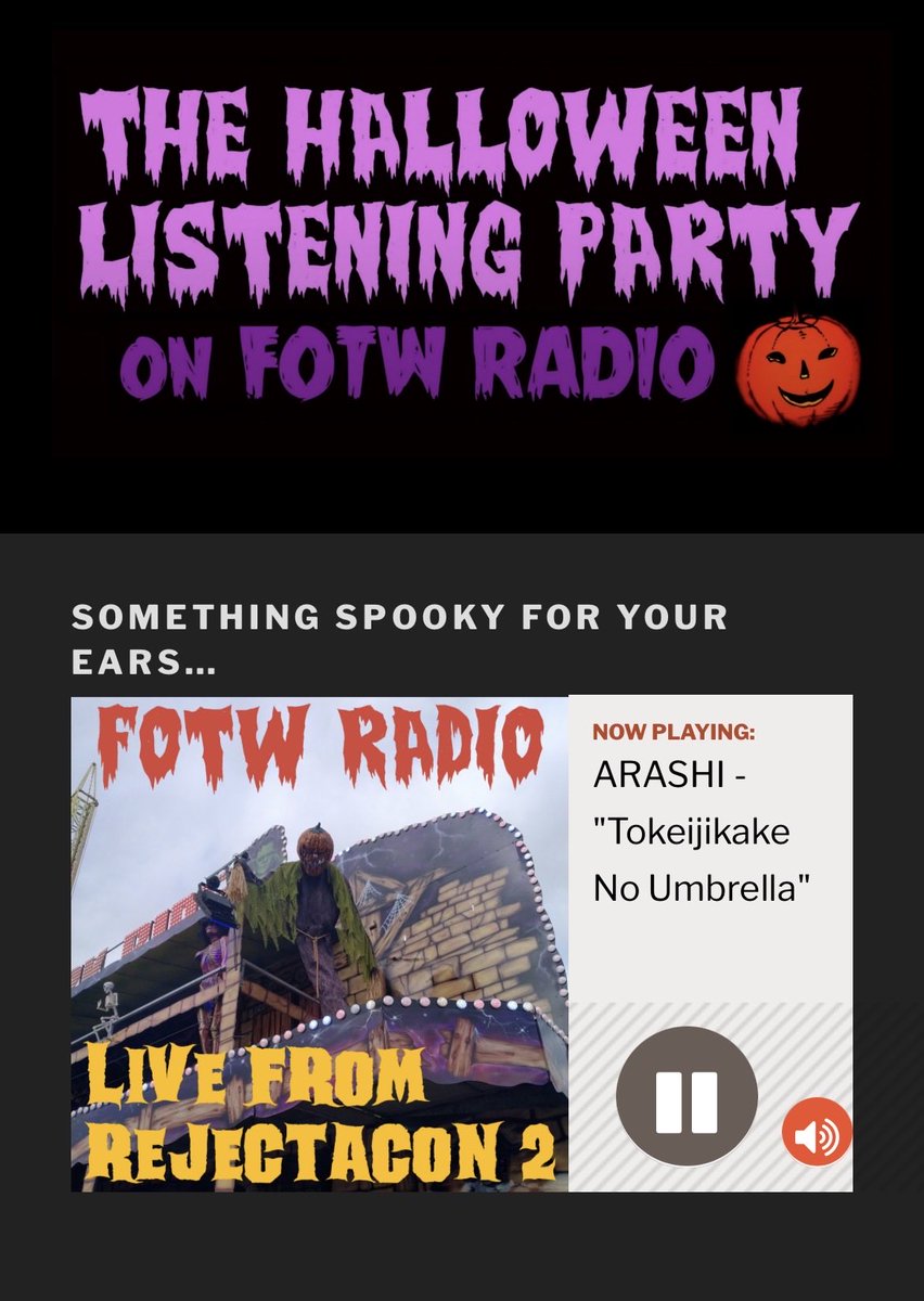 e6_osanm's tweet photo. 🎃🇦🇺#Halloweenradio @fotwradio
#嵐海外ラジオオンエア #ARASHI
2026/8/8 #OAリスト 嵐編①🧑🏻🍳
🪧本日は『horror convention』特別番組🪓👻 嵐関連はおかわり含めて全5曲が流れました✨
Monster(💙
Monster(💙 2回目
時計じかけのアンブレラ(💙
#嵐を世界に連れて行こう
@arashi5official https://t.co/N6pLnUdc55