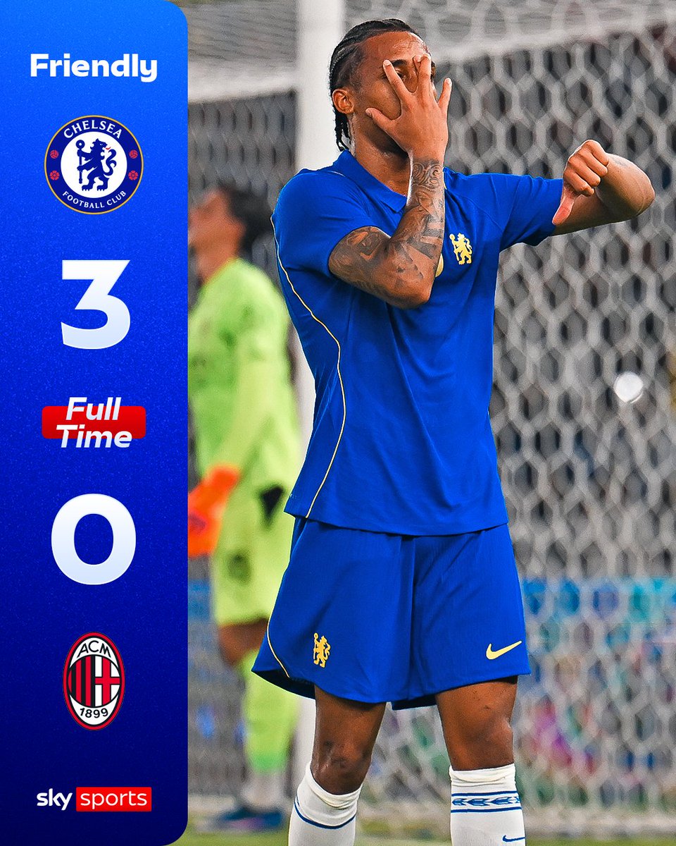 SkySportsPL's tweet photo. Xabi Alonso's Chelsea continued their pre-season preparations with a 3-0 win over Ruben Amorim's AC Milan ⚽️🔵 https://t.co/6DGctZ9Epq