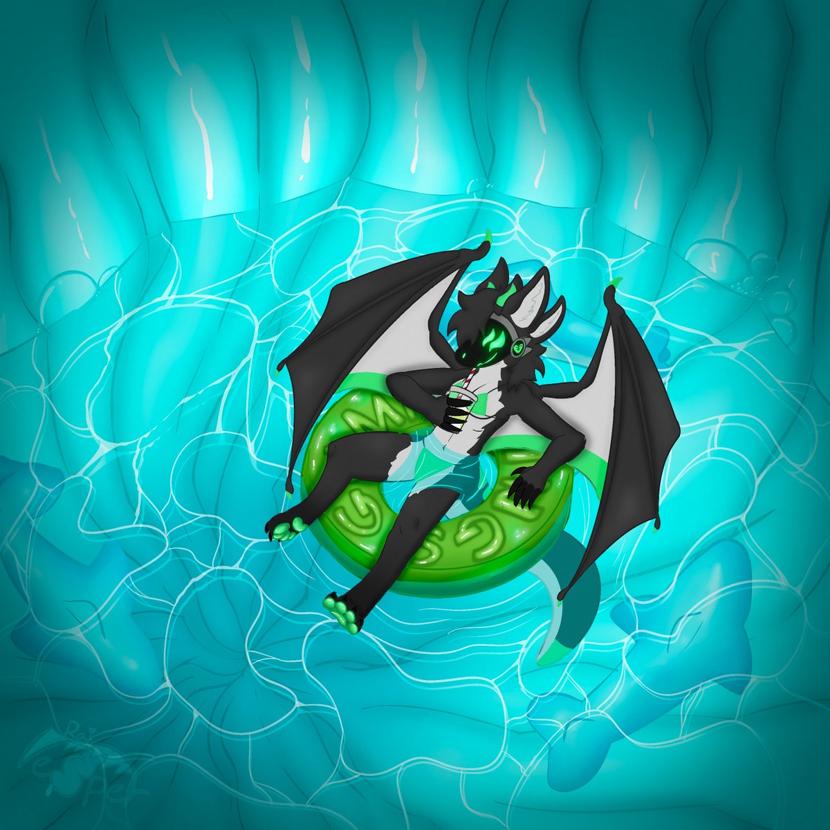 rai_vesper's tweet photo. Decided to take a swim in some blue husky tummy for vore day @SporkyHusky!
Also thinking about making this a ych for $30! Character, colors of the stomach and gummys can are all changeable. Msg me if interested!
#vore #internal_view #gummy_shark https://t.co/J2JLXrzRUG