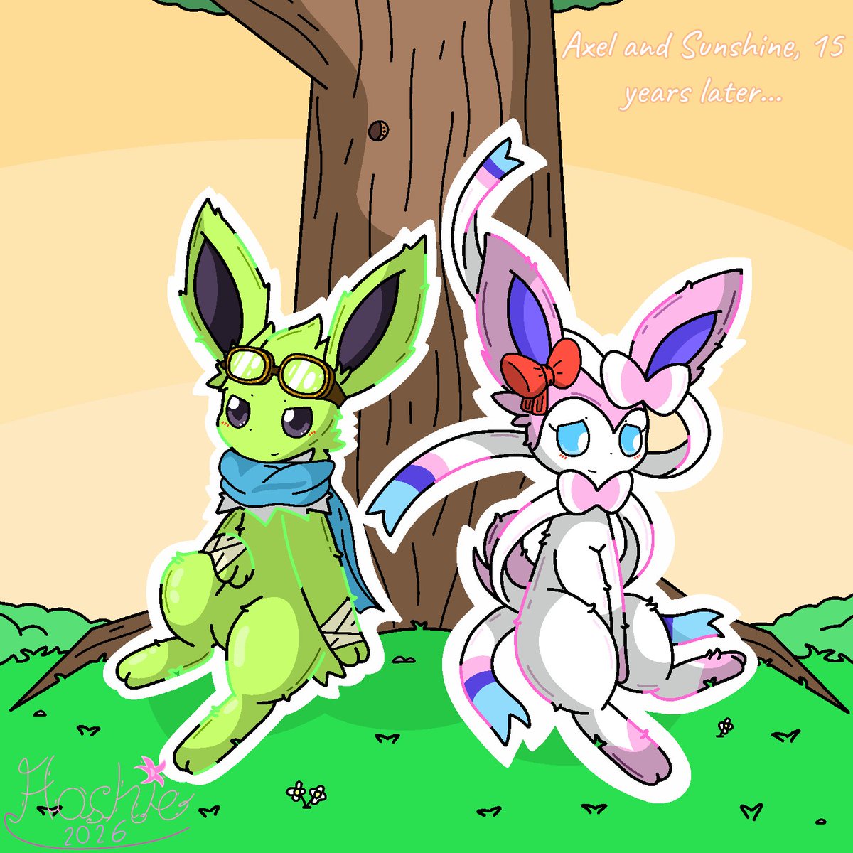 AaronTheVappy's tweet photo. 15 years after the events of the main story, Axel and Sunshine grew up, both of them chilling under the tree, in the dusk and beautiful skies. 🍃

(This is inspired from Alan and Stella being under the tree, recapturing the vibes from the original artwork.)

-Hoshiakaru 🩵💙 https://t.co/hMpiIlLXT4