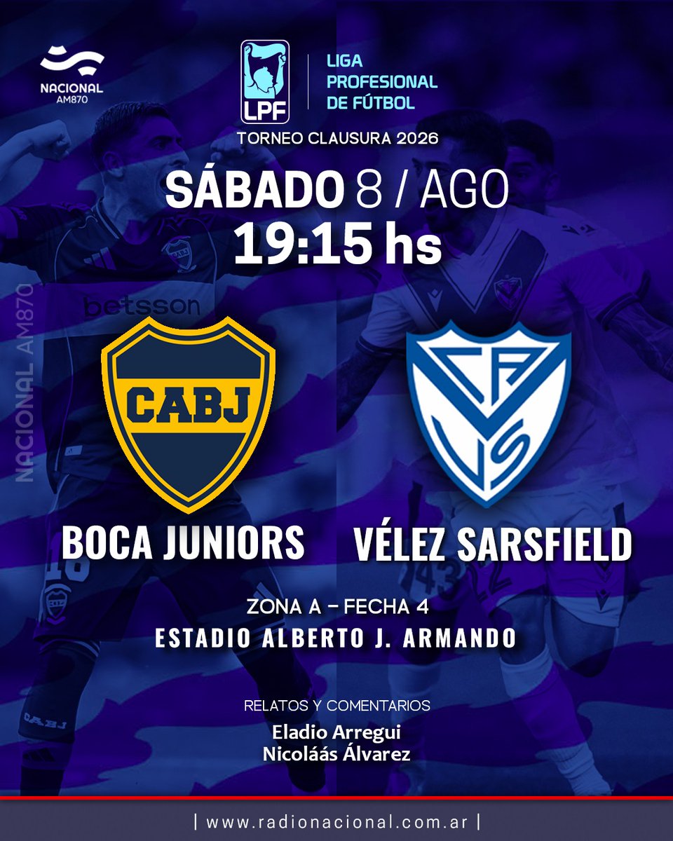 futbolshow870's tweet photo. #FútbolShowNacional 📻⚽️¡EL XENEIZE JUEGA ANTE EL FORTÍN Y LO VAS A VIVIR por @NacionalAM870 !

Desde las 19:15 hs, transmitimos #Boca vs #Vélez por #AM870 📻

Relata @EladioArregui 
Comenta @NicoAlvarez1973 
Vestuarios @fededigio https://t.co/ENjgeSkfjY