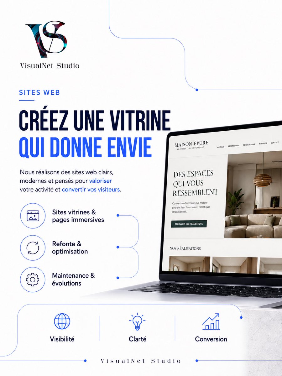JeromeLucasPro's tweet photo. 🌐 Votre site web doit faire plus que présenter votre activité : il doit donner envie de vous contacter.

Création, refonte, optimisation ou maintenance : VisualNet Studio conçoit des sites modernes, clairs et pensés pour convertir.

💻 Un projet web ? Échangeons.

#WebDesign https://t.co/NO8haXdbxg