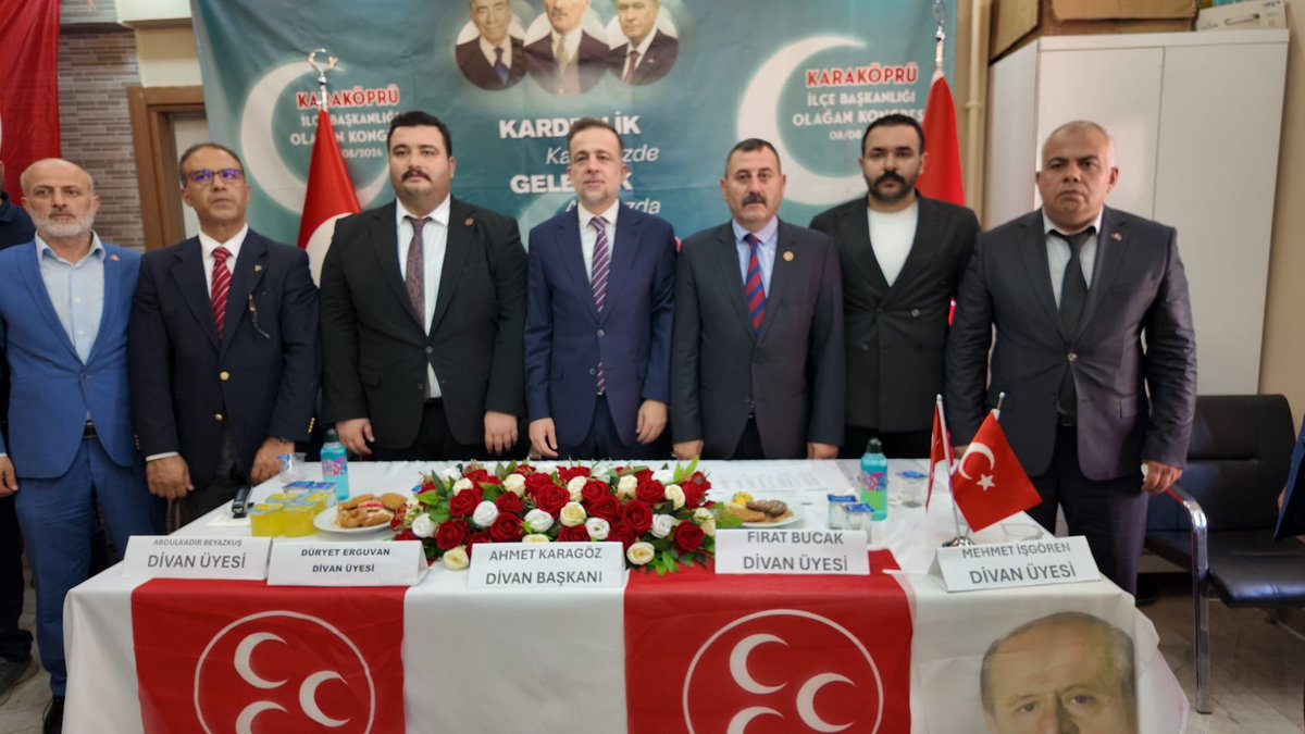 Sanliurfa_MHP's tweet photo. 📍 KARAKÖPRÜ

MYK Üyemiz Sayın Ahmet Karagöz’ün Divan Başkanlığını gerçekleştirdiği, “Kardeşlik Kalbimizde, Gelecek Aklımızda” temalı Milliyetçi Hareket Partisi Şanlıurfa Karaköprü İlçe Başkanlığımızın Olağan İlçe Kongresi’ni; İl Başkanımız Sayın Ecz. Osman Mutlu, İl Yönetim Kurulu Üyelerimiz, İlçe Başkanlarımız, İlçe Yönetim Kurulu Üyelerimiz ve kıymetli dava arkadaşlarımızın katılımlarıyla büyük bir coşku, birlik ve beraberlik içerisinde gerçekleştirdik.

Türkmen Beyimiz, Liderimiz Sayın Devlet Bahçeli Beyefendi’nin çizdiği istikamet doğrultusunda; ülkücü iradenin sarsılmaz duruşu, teşkilat disiplini ve dava şuuruyla çalışmalarımızı kararlılıkla sürdürüyoruz.

Kongremizin partimize, teşkilatımıza, Karaköprü’müze, Şanlıurfa’mıza ve aziz milletimize hayırlı olmasını temenni ediyor; Karaköprü İlçe Başkanımız Sayın Mehmet Murat Topal’a görevinde üstün başarılar diliyor, birlik ve beraberlik içerisinde Liderimizin izinde kutlu yürüyüşümüze aynı azim ve kararlılıkla devam ediyoruz.

@dbdevletbahceli 
@MHP_Bilgi 
@karagoz 
@ayyildirim1 
@Ulku_Ocaklari 
@eczosmanmutlu