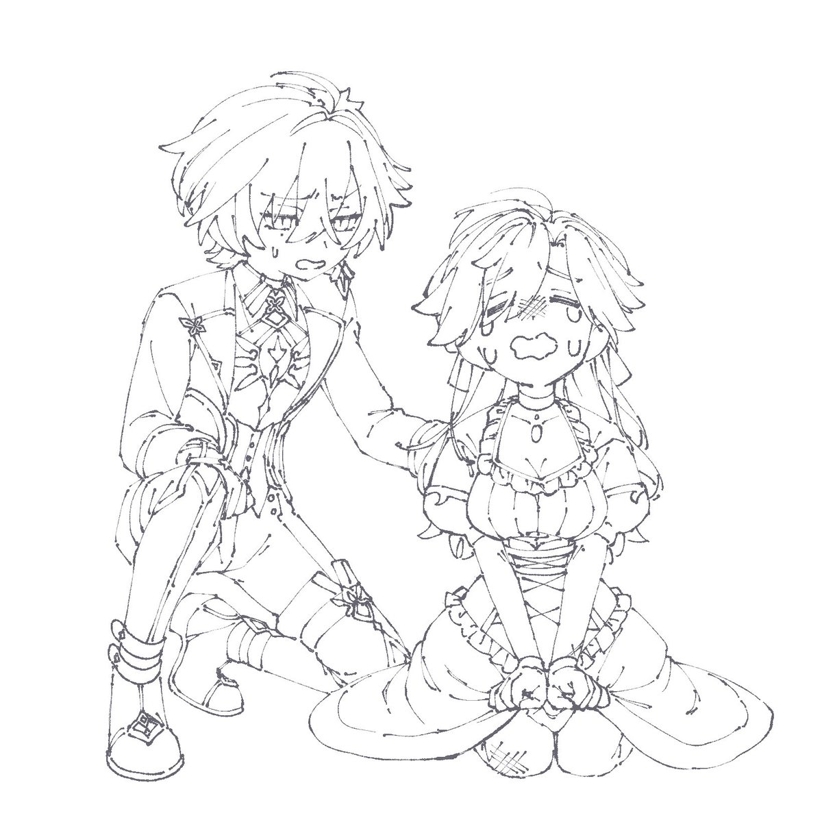 anpg_SaLi's tweet photo. ロエテオ、↑のテオ女体化ネタ、続。
この後ロエがテオを担いで逃げ出します。脱兎です。 https://t.co/9n50Juw1O7