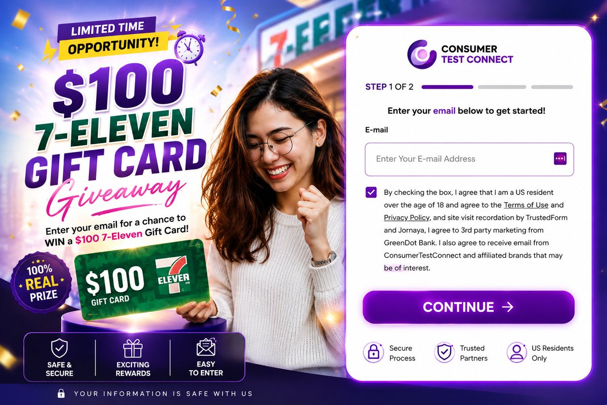 BaitulIslaa's tweet photo. 🎁 Win a $100 7-Eleven Gift Card!🇺🇸https://t.co/Kl9WN4tfdo

Enter your email for a chance to win. Don't miss out!
#7Eleven #Giveaway #GiftCard #USAOnly #Win100 #LuckyWinner #FreeEntry #Rewards #LimitedTime #USResidents https://t.co/9am04dd48G
