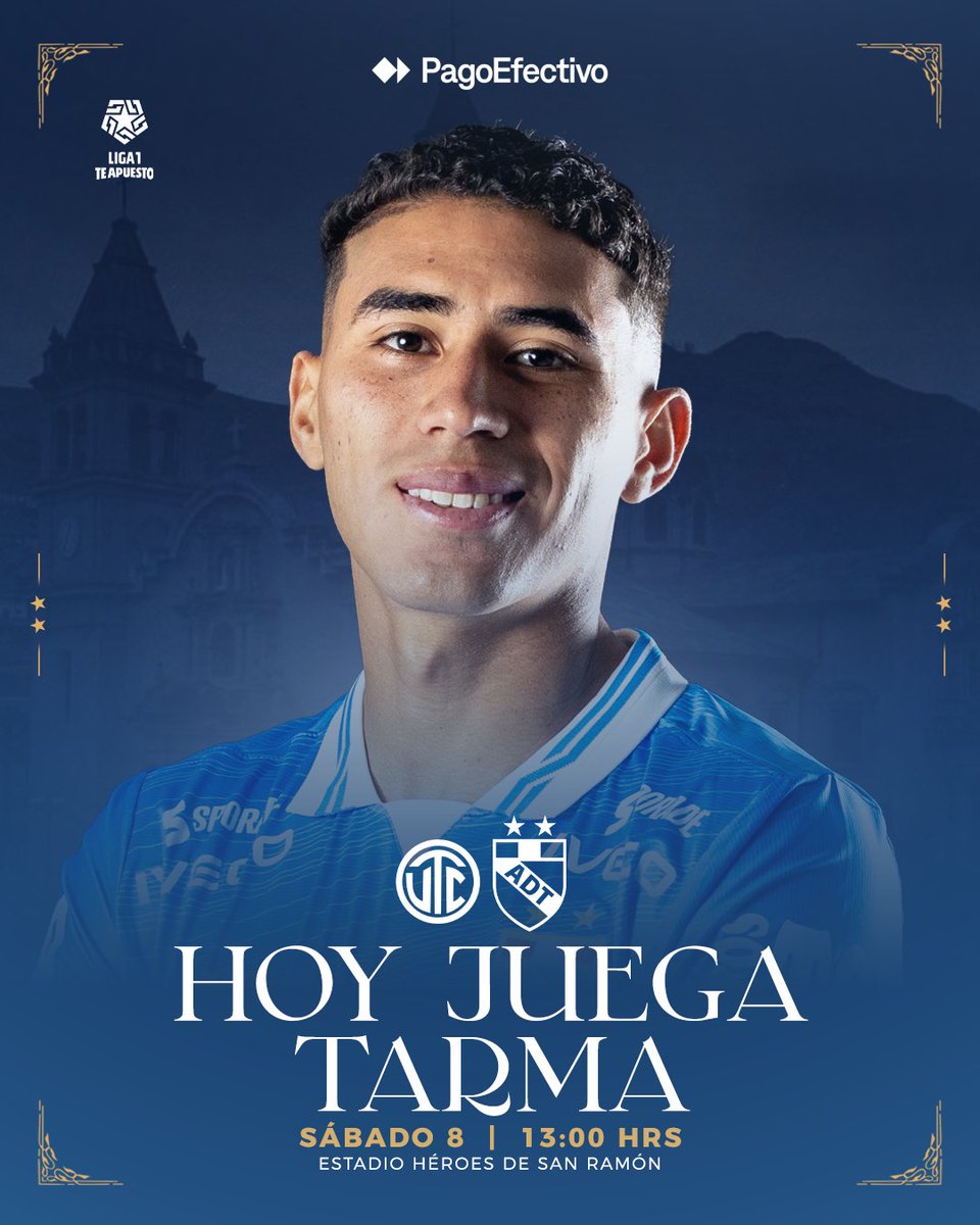 ADTarma1929's tweet photo. ¡HOY JUEGA TARMA! ⚽️

- @UTC_PagOficial   vs. ADT
- @Liga1TeApuesto  - Clausura (Fecha 04)
- Hora: 1:00 p.m.
- Estadio Héroes de San Ramón (Cajamarca)

¡Unidos por los tres puntos, muchachos! ¡VAMOS CELESTE! 🩵

#ADT #HoyJuegaADT #UTCvsADT https://t.co/6rT3ZN6zDb