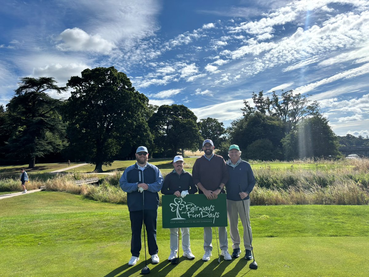 FairwaysFundays's tweet photo. Week 2 of the @chasingscratch0 Tour comes to a close today! ⛳🇮🇪

The lads are taking on the stunning Montgomerie Course at @CartonHouseGolf  for the final round.

Tonight, we wrap up two unforgettable weeks with a Closing Ceremony &amp; Prize Giving at @portmarnockrjgl 🏆 https://t.co/B4WI9mhQGc
