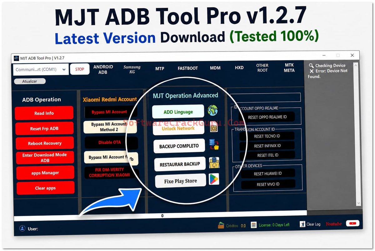 my77157's tweet photo. MJT ADB Tool Pro v1.2.7

Tool Link: https://t.co/mymnkHmYHe

* Remove KG Lock (Android 11–14)
* Enable ADB via QR (Android 15)
* Remove MDM (Android 11–13)

#MJTTool #ADBTool #GSMTool #FreeTool #Unlock https://t.co/81C4wq6WQT