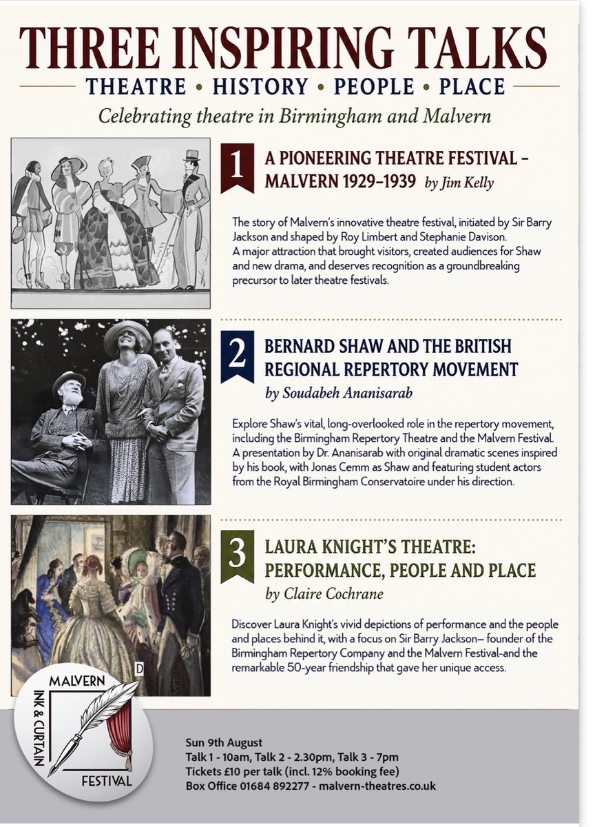 ShawSoc's tweet photo. Three talks this Sunday 9 Aug inspired by the Malvern Festival, #BernardShaw Sir Barry Jackson, @TheOldRep and Dame Laura Knight Tickets here: https://t.co/dg4aYR5hPk
#regionaltheatre #Malvern https://t.co/B9ZGHHfwLb