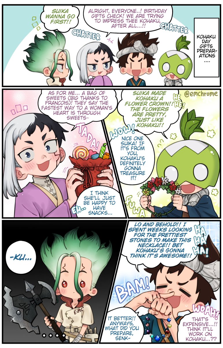 emchrome's tweet photo. A silly comic to celebrate Kohaku day 🐈💙 https://t.co/onkjwgis8J