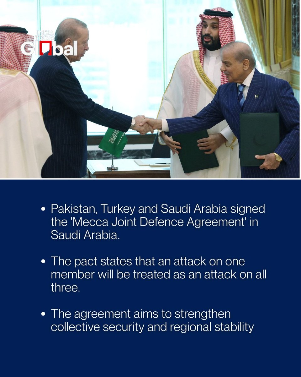 DestinyAfu's tweet photo. The Mecca Joint Defence Agreement between Pakistan, Saudi Arabia and Türkiye alters the strategic balance of power in the Middle East almost overnight.
It can become a bedrock for a new era of regional security or a springboard for a wider regional war. https://t.co/WVJbrKSV4N