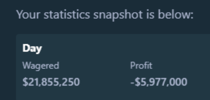 TheGambler1999's tweet photo. I was at 10.9 million peak guys, 

Now I have 5.2 million left. https://t.co/qBiYAjFN9X