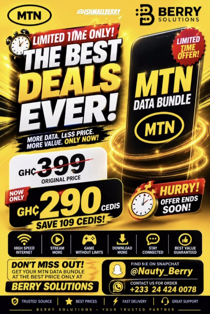 nanaqwophy's tweet photo. purchase your 399ghc mtn bundle at a price of 290ghc!!

dm me make we run am!! 🙏🏽 https://t.co/k77DJn7xXJ