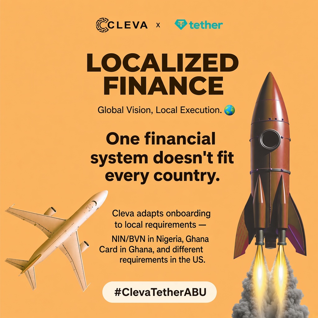 Bash04382's tweet photo. Localized finance
Another lesson: one financial system doesn't fit every country.
Cleva adapts onboarding to local requirements like NIN/BVN in Nigeria, Ghana Card in Ghana, and different requirements in the US.
Global vision, local execution.
#ClevaTetherABU @clevabanking https://t.co/AQXHcYgYpj