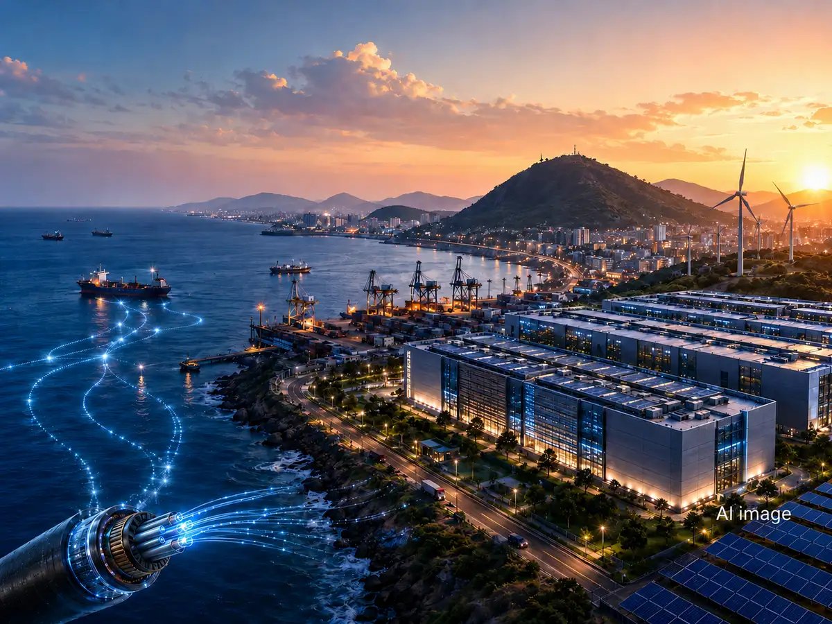 PlusPointIndia's tweet photo. 🚨Visakhapatnam is emerging as a major data-centre hub, with multiple hyperscale projects planned

📢Google–AdaniConneX–Nxtra -  1 GW | $15B
📢Sify–Meta - 500 MW | ~$1.8B
📢Reliance–Brookfield–Digital Realty - 1 GW | $11B

Vizag’s proposed data-centre ecosystem is projected to create 51,840 jobs and drive demand for 2.33 crore sq ft of housing.
