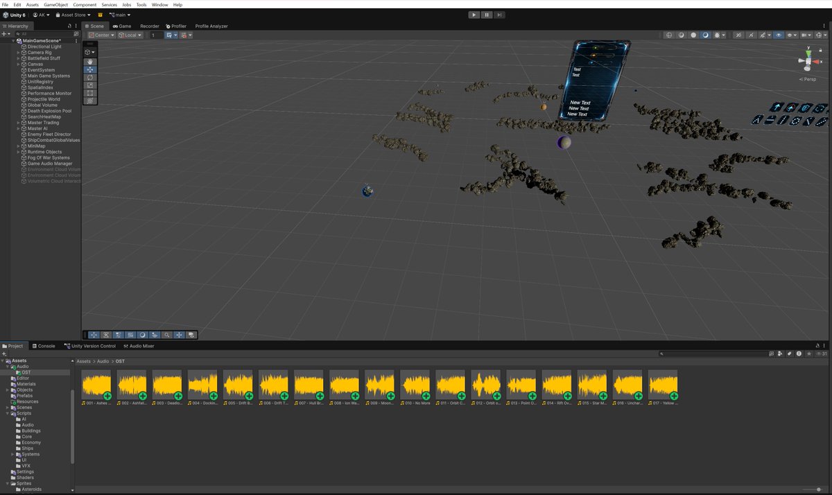 ant77man's tweet photo. Got my sound track inside my game finally. I really dont like the audio stuff. I wish i was better at it or had more patience for it.
Making my Snapshots right now for the different states I want to have.
#gamedev #indiedev #SpaceRTS #solodev #RTS #GameDesign #indiegame https://t.co/RUIwuuWOyi